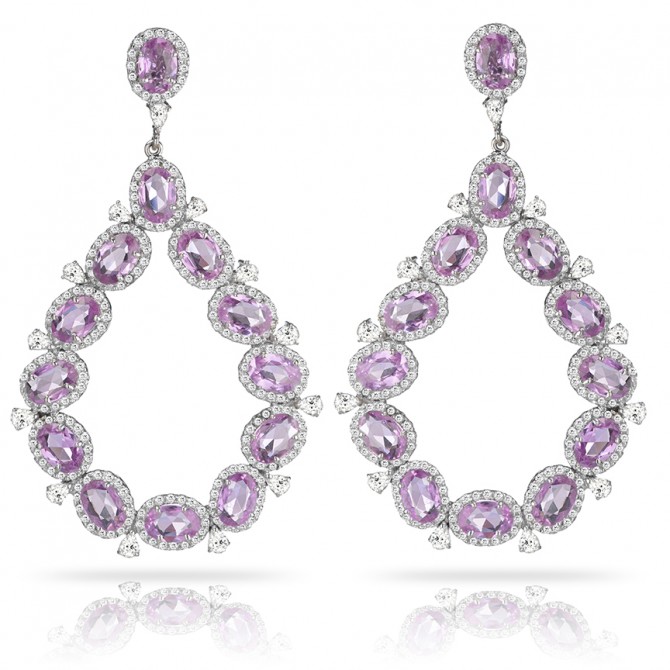 Dew Drop Pink Sapphire Earrings