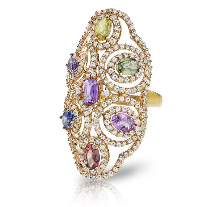 Floral Multi Sapphire Ring
